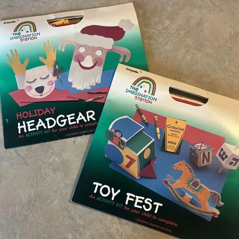 Crayola Vintage Imagination Station Activity Kits- Set of 2 Holiday Kits NIB